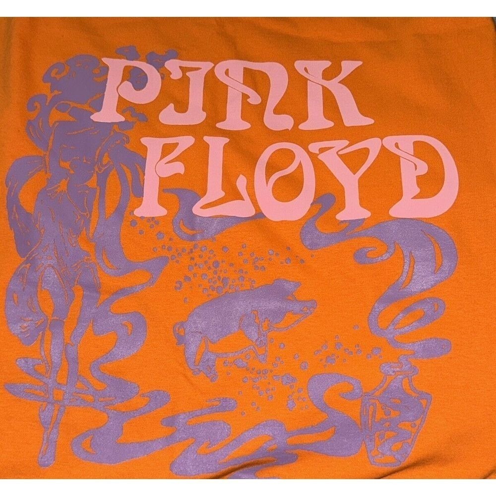 Pink Floyd Mens Pink Floyd 1977 World Tour Long Sleeve Orange Shirt Medium